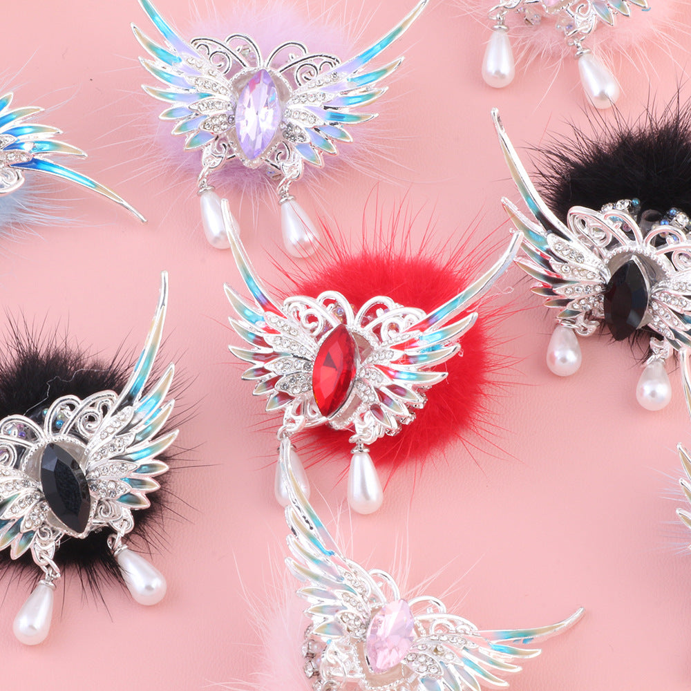 Wholesale 3pcs 3d Hair Ball Butterfly Pearl Pendant  The Straight Hole DIY Beads